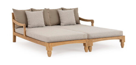Łóżko ogrodowe podwójne BALI naturalny 206x87 drewno teak Bizzotto
