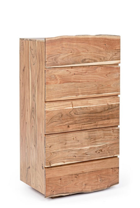 Komoda Aron naturalny 70x45x130cm drewno akacjowe PU Bizzotto